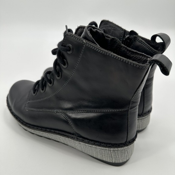 Naot Boots Womens Size EU 39 Black Leather Lace Up Side Zip Platform Bootie - Picture 2 of 8